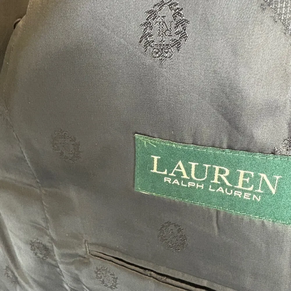 Lauren Ralph Lauren -Black Fine Cross Hatch Pattern Wool Suit Jacket- Size 40S